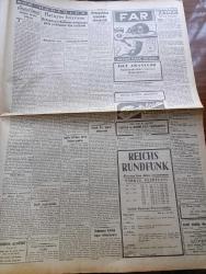 Cumhuriyet Gazetesi - 6 Temmuz 1943 - Avrupalılar Arasında Akrabalık Yazan Nadir Nadi Köşe Yazısı - Millet Meclisinde Türkçülük Münakaşası - Hariciye Vekili Numan Menemencioğlu'na Dedi Ki Bizim Türkçülüğümüz Bu Vatanın Sınırları İçine Girmiş Olan Türklere Aid Ve Münhasırdır -  Harb Okulunun Su Sporları Törenine Dair Fotoğraf - Mussolini'nin Nutku Düşman İstilâ Kozunu Oynayacaktır - Atatürk'ün Eski Yaverlerinden Cevad Abbas Vefat Etti - Leh Başvekili General Skorski Tayyaresi Kazaya Uğrayarak Kızı Ve Maiyeti İle Beraber Öldü - Selçuk Kız Sanat Mektebinde 68 Mezun Dün Parlak Merasimle Diploma Aldılar - Sadi Tek Tiyatrosu Bu Gece Muammer Karaca Birlikte Beyazıt Lale Bahçesi Ve Sinemasında - İbni Sina'nın Türklüğü Yazanlar Doktor Kemal Saraçoğlu - Büyük Milli Şefin Türk Sanatına Yeni Bir Hediyesi Yazan Yüksek Mimar Sedat Çetintaş - Bebek İstinye Yolunda İnşaat - Far Hasan Fare Zehiri - Bektaşi Fıkraları - Bugünkü Radyo Programı - Bulmaca - Borsa - Nihat Işık Radyo Saat Gramofon