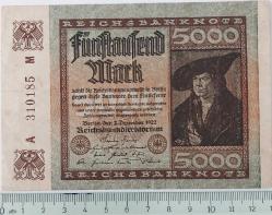 1922 ALMANYA 5000 MARK (BEŞ BİN) REICHS BANKNOTE ORİJİNAL KAĞIT PARASI ÇİLALTI A310185M NADİRDİR