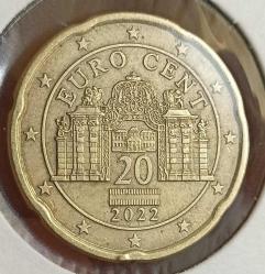 Avusturya 2022 20 Euro Cent Belvedere kalesi