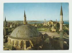 İSTANBUL SULTANAHMET VE İLERİSİNDEKİ AYASOFYA ESKİ DÖNEM KARTPOSTALI...