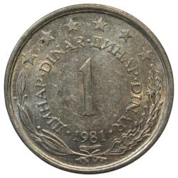 Yugoslavya 1 Dinar 1981 ÇİL