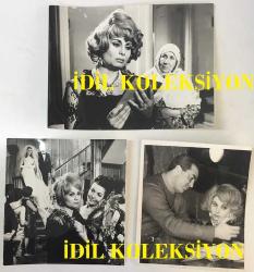 YEŞİLÇAM'IN EFSANESİ BELGİN DORUK'UN ORİJİNAL BÜYÜK BOY 3'LÜ FOTOĞRAF SETİ,  24 x 18 cm, 18 x 18 cm ve 18 x 15 EBADINDA 3 ADET FOTOĞRAF - ''İSTANBUL'U SEVMİYORUM'' (1968) İSİMLİ FİLMDEN BELGİN DORUK, NEDRET GÜVENÇ, MURAT SOYDAN ve SEZER GÜVENİRGİL'İN YER ALDIĞI 3 FARKLI KARE