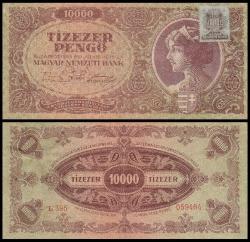 Pul Sürşarjlı Macaristan 10000 Pengö  1945 ÇT+