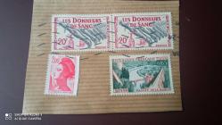 FRANSA;ZARF'INDA KESİLMİŞ DAMGALI 4 ADET PUL