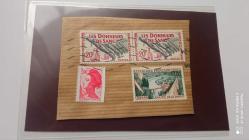 FRANSA;ZARF'INDA KESİLMİŞ DAMGALI 4 ADET PUL