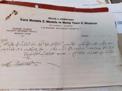 Efemera - SE----KARA MUSTAFA Z.MUSTAFA VE MEMİŞ YAZICI Z. BİRADERLER İSTANBUL ŞUBESİ OSMANLICA MAKBUZ - kitantik - kitaLog