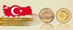 Türkiye Cumhuriyeti Anadolu Medeniyetleri Serisi No:11 (KUTULU VE SERTİFİKALI) 22 AYAR ALTIN
