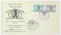 1971 FDC Irkcılık ve Irk Ayrımına Karşı Uluslararası Savaş Yılı, Ankara, 21.02.1971, PTT M.O.B.Y.D. İlk Gün Zarfı (FDC-171)