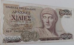 1987 YUNANİSTAN 1000 BİN DRAHMİ ORİJİNAL KAĞIT PARASI 02P 794285 NADİRDİR