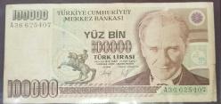 TÜRKİYE   100.000 LİRA  KAĞIT PARA