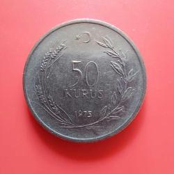 T.C. Merkez Bankası Madeni 50 Kuruş (1975 Yılı Üretimi) / Acmonital