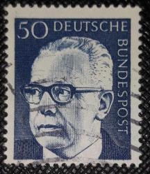 ALMANYA   GERMANY  23.Temmuz.1970  Almanya Federal Cumhuriyeti'nde basılan bu pul, 3. Federal Cumhurbaşkanı Dr. Gustav Heinemann'ı (1899-1976) gösteriyor. 50Pfg  koyu mavi