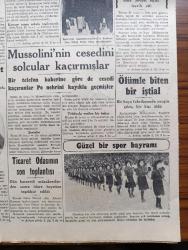 Cumhuriyet Gazetesi - 25 Nisan 1946 - İran Hakkında Verilen Karar Yazan Nadir Nadi Köşe Yazısı - Dörtler Toplantısı Bugün Başlıyor - Dünkü Seçimden Bir İntiba Ve İstanbul'un Yeni Milletvekili Yahya Kemal Beyatlı Fotoğraf - Konseyde İspanya İşinin Görüşülmesi Geri Bırakıldı - Cumhurreisimiz İsmet İnönü Çocuklarla Beraber Fotoğraf - Nişantaşı Kız Orta Okulu'nun Tertip Ettiği Spor Bayramı Fotoğraf - Mussolini'nin Cesedini Solcular Kaçırmış - Bergamada Gizli Ayin Yapılan Şeyh - Çocuk Esirgeme Kurumu Vilayet Merkezinin Balosu - Emile Zola Toprak Remzi Kitabevinde - Rüyalı Kadın Bu Akşam Lale Ve Ar Sinemasında - Sonsuz Panayır Yazan Halide Edip Adıvar Yazı Dizisi - İtalya'da Komünistlere Bir İhtar - Sürek Avı Renkli Karikatür Çizen Cemal Nadir - Bugünkü Radyo Programı - Borsa - Missouri Gazinosu