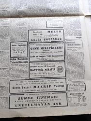 Cumhuriyet Gazetesi - 10 Aralık 1946 - Parti Kongreleri Ve Belediye Başkanı Yazanlar Nadir Nadi Köşe Yazısı - Büyük Millet Meclisinde Beklenilmeyen Bir Karar - CHP Milletvekilleri Demokratların Bir Seçim İşi Hakkındaki Tekliflerini İlk Defa Olarak İttifaklar Kabul Ettiler - İthal Malları Dün Piyasadan Kayboldu - Celal Bayar'ın Dün Verdiği Demeç - Nokraşi Paşa Mısırın Yeni Başbakanı - Amerikan Muharrası Connaly İngiliz Murahhası Sir Harfley Ve Rus Muharrası Vichinsky Birarada Fotoğraf - Refik Koraltan Kimi Kastetti - Türk Güreşi Yazan İsmail Habib Sevük - Lelia Gousseau Konseri Melek Sinemasında - Allah'ın Kudreti Filmi Perşembe Akşamı Lale Sinemasında -  Yavuz Sultan Selim Ağlıyor Yazan Feridun Fazıl Tülbentçi Yazı Dizisi - Amcabey Ve Kazalar Çizen Cemal Nadir - Gripin - Şen Şapka - Bugünkü Radyo Programı - Rolex Saat Deposu - Limanımıza Gelen Ve Giden Vapurlar - Tural Öksürük ve Bronşite Karşı - Çocuk Hastalıkları Mütehassısı Doktor Niyazi Ali - İstanbul Belediyesi Şehir Tiyatroları