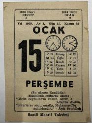 Efemera - 15 Ocak 1959 Takvim Yaprağı - kitantik - kitaLog