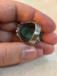 Gümüş malahit yüzük