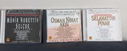 3 ADET CD ALBÜM.  TÜRK MUSİKİNİN UNUTULMAYAN BESTECİLERİ.  1-MÜNİR NURETTİN SELÇUK, 2-OSMAN NİHAT AKIN, 3-SELAHATTİN PINAR.  KONDİSYONLARI YÜKSEK KOLEKSİYONLUK