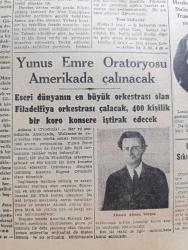 Cumhuriyet Gazetesi - 6 Ağustos 1947 - Yunus Emre Oratoryosu Amerikada Çalınacak - Ahmed Adnan Saygın Fotoğraf - Güvenlik Konseyinde Dün Mısır Meselesi Görüşüldü - Filistin'de Geniş Bir Tevkifat Yapıldı - Balkanlarda Buhran Ve Birleşik Amerika - Çetelerle Savaşan Yunan Askerleri - Yunanistan'dan Kaçan Türkler Neler Anlatıyorlar - Cumhurbaşkanı İsmet İnönü Sıkıyönetim Komutanı Korgeneral Asım Tınaztepeyi Kabul Etti - Necip Fazıl Kısakürek Beraat Etti - Musevi Vatandaşlara İkaz - Yeni Tersane 5 Yıllık Planın İçinde Mi Kurulacaktır Sonunda Mı Kurulacak Yazan Abidin Daver Köşe Yazısı - Yabancı Kadın Yazan Ahmet Hidayet Reel Yazı Dizisi - Bizde İşsizlik Hasan Burhan Felek Köşe Yazısı - Münir Nurettin Selçuk Caddebostan Ayten Gazinosunda - Kemal Sahir Sadi Şener Tiyatrosu Lale Bahçesinde - Gripin -  Çapa Temizleme Tozu - Bugünkü Radyo Programı - Bulmaca - Şekerci Hacı Muhiddin Hacı Bekir