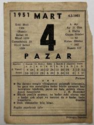 4 Mart 1951 Takvim Yaprağı
