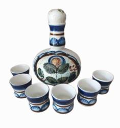 Rus El Yapımı Vintage İçki Sürahisi ve 6 Parca Bardak