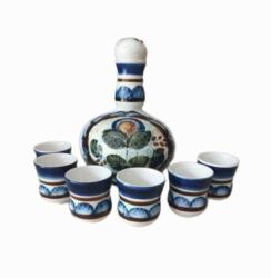 Rus El Yapımı Vintage İçki Sürahisi ve 6 Parca Bardak