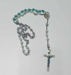Retro Gümüş Ton Metal ve Boncuk Hristiyan Tespihi