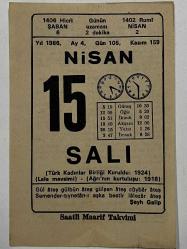 15 Nisan 1986 Takvim Yaprağı