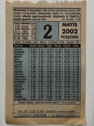 2 Mayıs 2002 Takvim Yaprağı