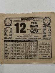 Efemera - 12 Mayıs 1996 Takvim Yaprağı - kitantik - kitaLog