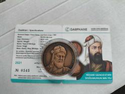 2021 NİZAMİ GENCEVİ'NİN DOĞUMUNUN 880.YILI HATIRA PARASI BRONZ