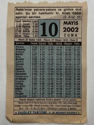 10 Mayıs 2002 Takvim Yaprağı
