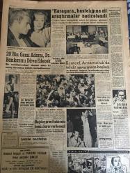 YENİ SABAH GAZETESİ  28 MAYIS 1959 YIL :22 SAYI :7268--CHP li Mebuslar dün de meclise iştirak etmediler --Dulles dün büyük bir törenle defnedildi ---Başvekilin yemekli toplantısı çok geniş  tefsirlere yol açtı ---Dün altı kişi trafik kazasında can verdi --Tiyatro heveslisine :Siyavuşgil ---İstanbul Rehberi ---Karayara  hastalığına ait araştırmalar neticelendi --20 Bin gemi adamı Dz Bankasını dava edecek --Krutçef ,Arnavutluk da tehdit savurmaya başladı --Buğday primi hakkında henüz karar verilemedi ---Teselli grubundaki ikinci maçımızda İtalya ya yenildik --Macarlar Basketbol ziyafeti çektiler ---Rusya -Bulgaristan  bu gece karşılaşıyor ---Genç basketbolcular arasında her sene 5 li turuna yapılacak ---Riyaseticumhur orkestrasının eski şefi bir basın toplantısı yaptı ---Dün yirmi gazeteci muhakeme edildi ---Çankaya civarına düşen boş benzin  deposu  telaş ve heyecan yarattı ---Fransız ordusu Tunus a girdi --