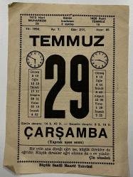 29 Temmuz 1992 Takvim Yaprağı
