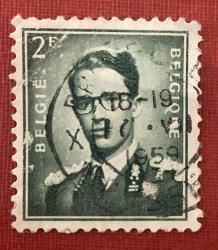 Belçika Pulu - Belgium Stamp - Postadan Geçmiş Pul Filateli - 1959 DAMGALI - KRAL BAUDOUIN TEMALI PUL , 2 PARA - YABANCI PULLAR-NOSTALJİK DOĞUM GÜNÜ HEDİYESİ