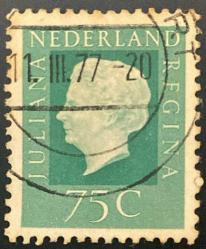 Hollanda Pulu - Nederland Stamp - Postadan Geçmiş Pul Filateli - 11 MART 1977 DAMGALI - KRALİÇE JULIANA TEMALI PUL , 75 PARA - YABANCI PULLAR-NOSTALJİK DOĞUM GÜNÜ HEDİYESİ