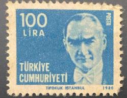 Türk Pulu - Turkish Stamp -  Postadan Geçmiş Pul Filateli -  ATATÜRK TEMALI PUL, 100 LİRA - Türkiye Cumhuriyeti - NOSTALJİK DOĞUM GÜNÜ HEDİYESİ
