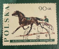 Polonya Pulu - Polska Stamp - Postadan Geçmiş Pul Filateli - Damgalı - AT YARIŞI TEMALI PUL  ,90 PARA - YABANCI PULLAR-NOSTALJİK DOĞUM GÜNÜ HEDİYESİ
