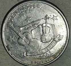 AMERİKA 2002 P      25 CENT  ÇEYREK DOLAR  HATIRA TENNESSEE