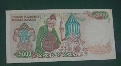 7 Emisyon E 11 Seri 5000 Lira Çil Büyük Mevlana