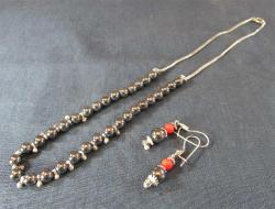 ViNTaGe GÜMÜŞLÜ HeMaTiT TaŞı KOLYE-KÜPE Takım....