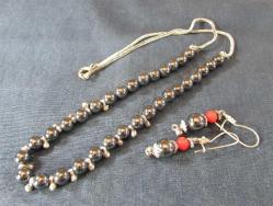 ViNTaGe GÜMÜŞLÜ HeMaTiT TaŞı KOLYE-KÜPE Takım....