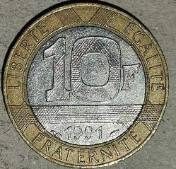 FRANSA 1991   10 FRANK