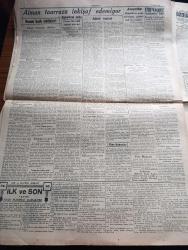 Cumhuriyet Gazetesi - 7 Haziran 1940 - Harbin Cihan şükürler Safhası Önünde Yazan Yunus Nadi Köşe Yazısı - Alman Taarruzu İnkişaf Edemiyor - Milli Şef İstanbul'da Fotoğraf - Yeni Müdafaa Sistemi İçinde Dün Yüzlerce Alman Tankı İmha Olundu - Amerika Büyük Erkanıharbiye Reisi General Marshall - Müttefik Filoları 150 Ton Bomba Atarak Alman Fabrika Ve Üslerini Tahrip Ettiler - Tarihte Türkler Ve İngilizler Yazan Ziya Şakir Yazı Dizisi - Küçük Hikaye Bir Ölümün Esrarı Peride Celal Yazı Dizisi - Üç Lira Sermayesi Olan Bir Metre Kumaşın Beyoğlu'nda 18 Liraya Satıldığı Anlaşıldı - Churchill Diyor Ki Belçikayı Eski Haline Getirmek Bizim De Fransa'nın da Bir Gayesidir - Galatasaray Fenerbahçe Bu Hafta Kadıköy'de Karşılaşıyorlar - Beynelmilel Atletizm Bayramı - Aşk Ve Macera Romanı İlk Ve Son Esad Mahmud Karakurt Yazı Dizisi - Şarkın Ses Kraliçesi Ümmü Gülsüm'ün Şaheseri Vedad Yanık Esire Taksim Sinemasında - Ağaran Saçlara Juvantin Kanzuk - Petrol Nizam Meleklerden Eser Bırakmaz - Çapamarka