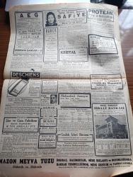 Cumhuriyet Gazetesi - 27 Haziran 1940 - Türkiye'nin Vaziyeti Yazan Yunus Nadi Köşe Yazısı - Türkiye Harb Harici Vaziyetini Bozmuyor - Cumhurreisimiz İsmet İnönü Başvekil Doktor Refik Saydamla At Yarışlarının Sonuncusunda Fotoğrafı - Hava Harbinin Şiddetlendi - Büyükada'daki Yangın Fotoğraf - Sovyet Rusya'da İş Saatleri Artırılıyor - İran Kabinesi İstifa Etti - Japonlar Hindiçinide İlerlediler - Tarihte Türkler Ve İngilizler Yazan Ziya Şakir Yazı Dizisi - Tarihten Yapraklar Çarhacı Ali Paşa Ve Kadı Tahir Efendi - Devlet Operasının İlk Temsili - Madam Butterfly Operasından Bir Sahne Fotoğraf - Aşk Ve Macera Romanı İlk Ve Son Yazan Esat Mahmut Karakurt Yazı Dizisi - Bahriyeye Selam Lale Sinemasında - Protejin Frengi ve Bel Soğukluğuna Karşı - Safiye Ayla Her Akşam Tepebaşı Belediye Bahçesinde - Türkiye Cumhuriyeti Ziraat Bankası - AEG Vantilatörleri - Poganni Kadın Orkestrası Her Akşam Taksim Kristal Yazlık Salonunda