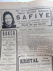 Cumhuriyet Gazetesi - 27 Haziran 1940 - Türkiye'nin Vaziyeti Yazan Yunus Nadi Köşe Yazısı - Türkiye Harb Harici Vaziyetini Bozmuyor - Cumhurreisimiz İsmet İnönü Başvekil Doktor Refik Saydamla At Yarışlarının Sonuncusunda Fotoğrafı - Hava Harbinin Şiddetlendi - Büyükada'daki Yangın Fotoğraf - Sovyet Rusya'da İş Saatleri Artırılıyor - İran Kabinesi İstifa Etti - Japonlar Hindiçinide İlerlediler - Tarihte Türkler Ve İngilizler Yazan Ziya Şakir Yazı Dizisi - Tarihten Yapraklar Çarhacı Ali Paşa Ve Kadı Tahir Efendi - Devlet Operasının İlk Temsili - Madam Butterfly Operasından Bir Sahne Fotoğraf - Aşk Ve Macera Romanı İlk Ve Son Yazan Esat Mahmut Karakurt Yazı Dizisi - Bahriyeye Selam Lale Sinemasında - Protejin Frengi ve Bel Soğukluğuna Karşı - Safiye Ayla Her Akşam Tepebaşı Belediye Bahçesinde - Türkiye Cumhuriyeti Ziraat Bankası - AEG Vantilatörleri - Poganni Kadın Orkestrası Her Akşam Taksim Kristal Yazlık Salonunda