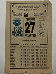 27 Temmuz 1992 Takvim Yaprağı