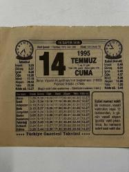 Efemera - 14 Temmuz 1995 Takvim Yaprağı - kitantik - kitaLog