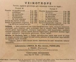 Veinotrope TÜRKFARMA - Kartpostal reklam