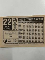 Efemera - 22 Eylül 1997 Takvim Yaprağı - kitantik - kitaLog