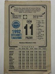 11 Ekim 1992 Takvim Yaprağı
